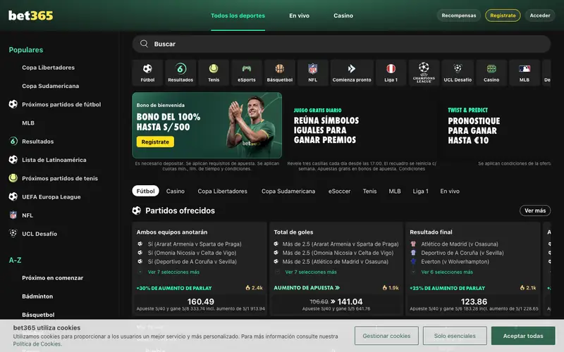 Portada de bet365.pe