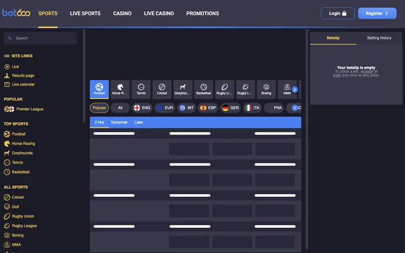 Homepage of bet600.co.uk