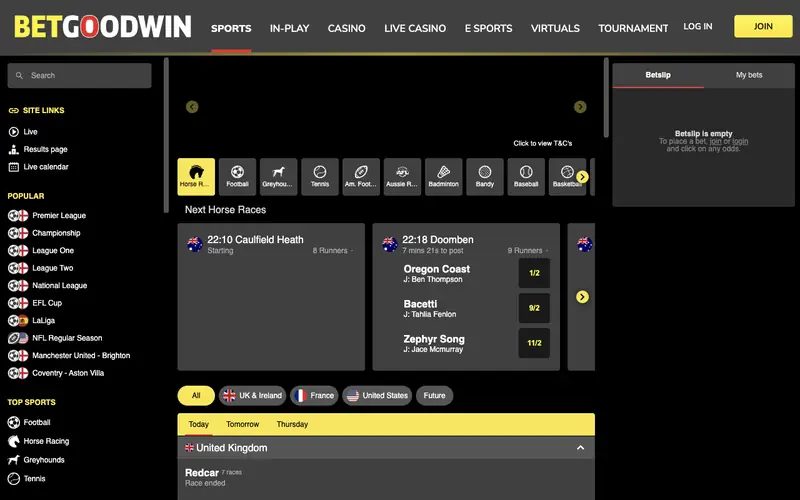 Homepage of betgoodwin.co.uk