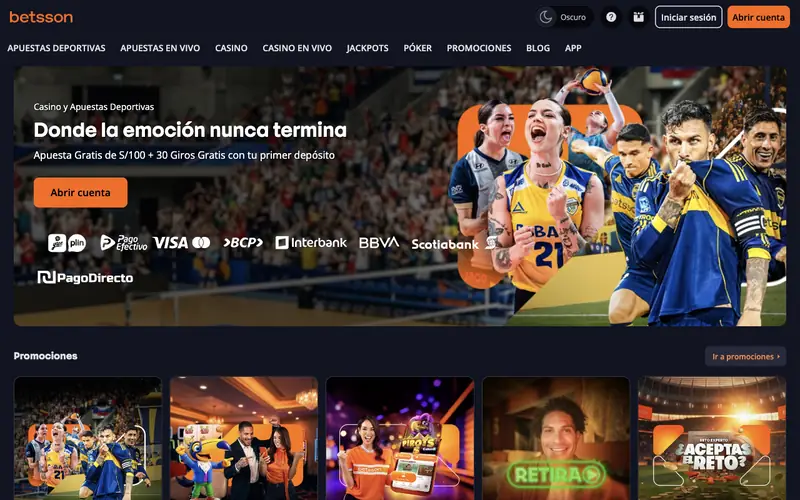 Portada de betsson.pe