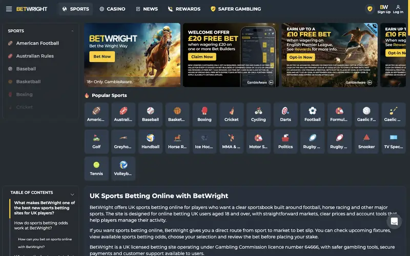 Homepage of betwright.com