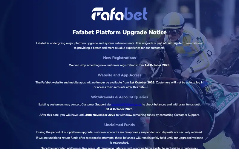 Homepage of fafabet.ie