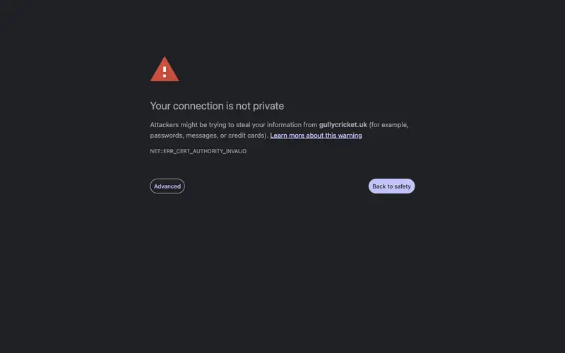 Homepage of gullycricket.uk
