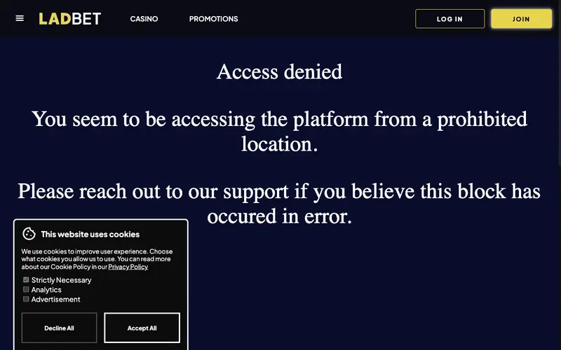 Homepage of ladbet.com