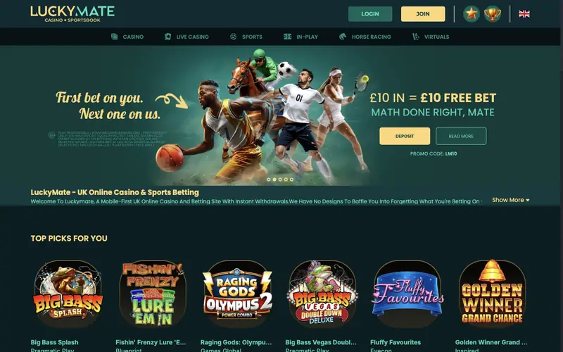 Homepage of luckymate.co.uk