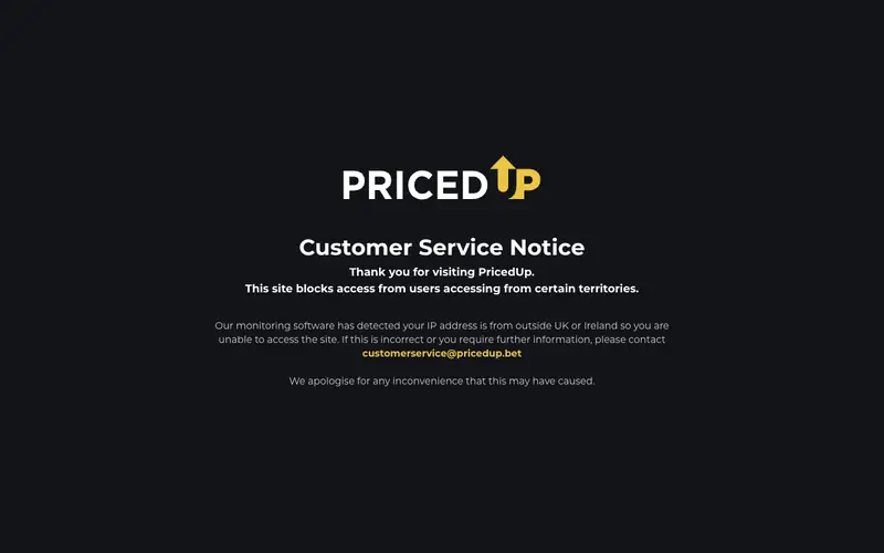 Homepage of pricedup.bet