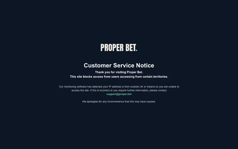 Homepage of proper.bet