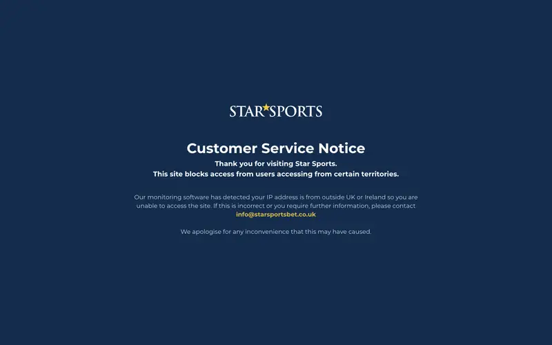 Homepage of starsports.bet
