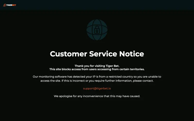 Homepage of tigerbet.co.uk