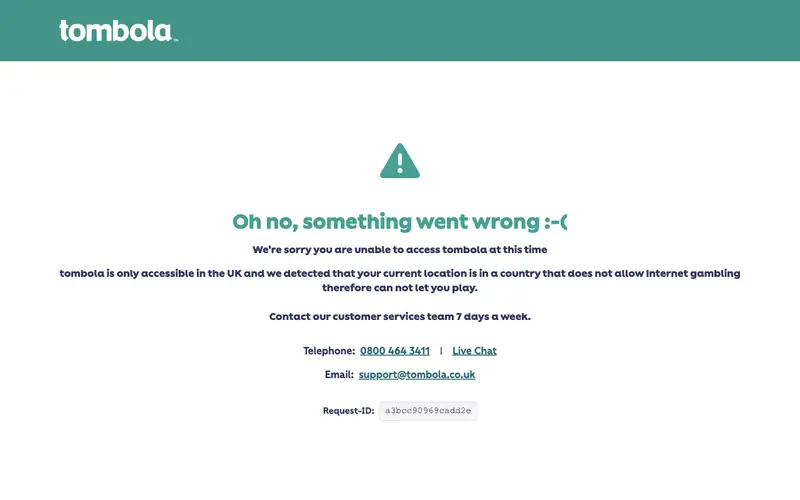 Homepage of tombola.com